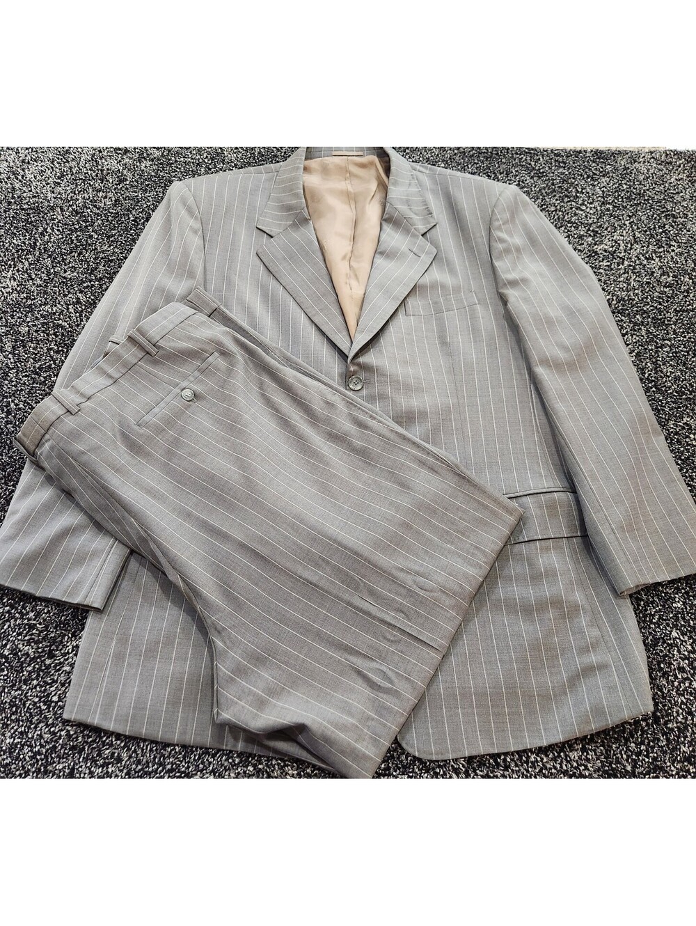 GV Custom Loro Piana Tasmanian Super 130s Wool Suit Gray Pinstripe Men's XL/36